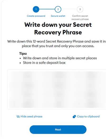 Saving Secret Recovery Phrase